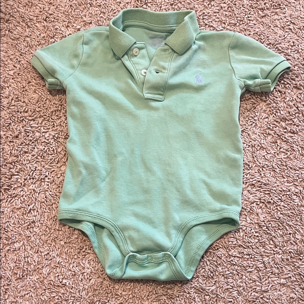 Ralph Lauren Green Polo Baby Onesie